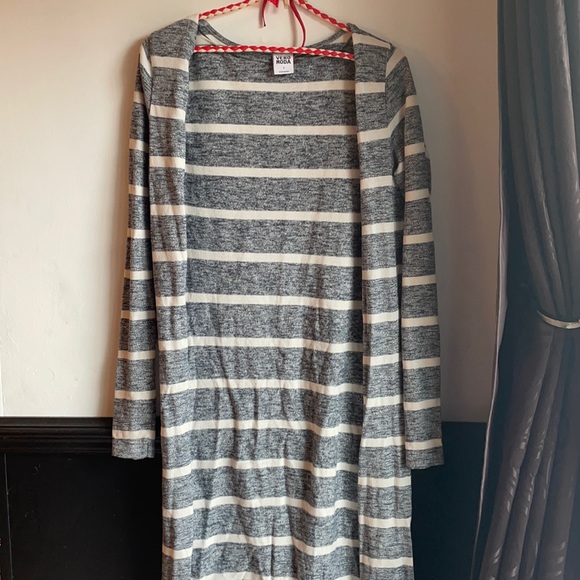 Long grey and white cardigan